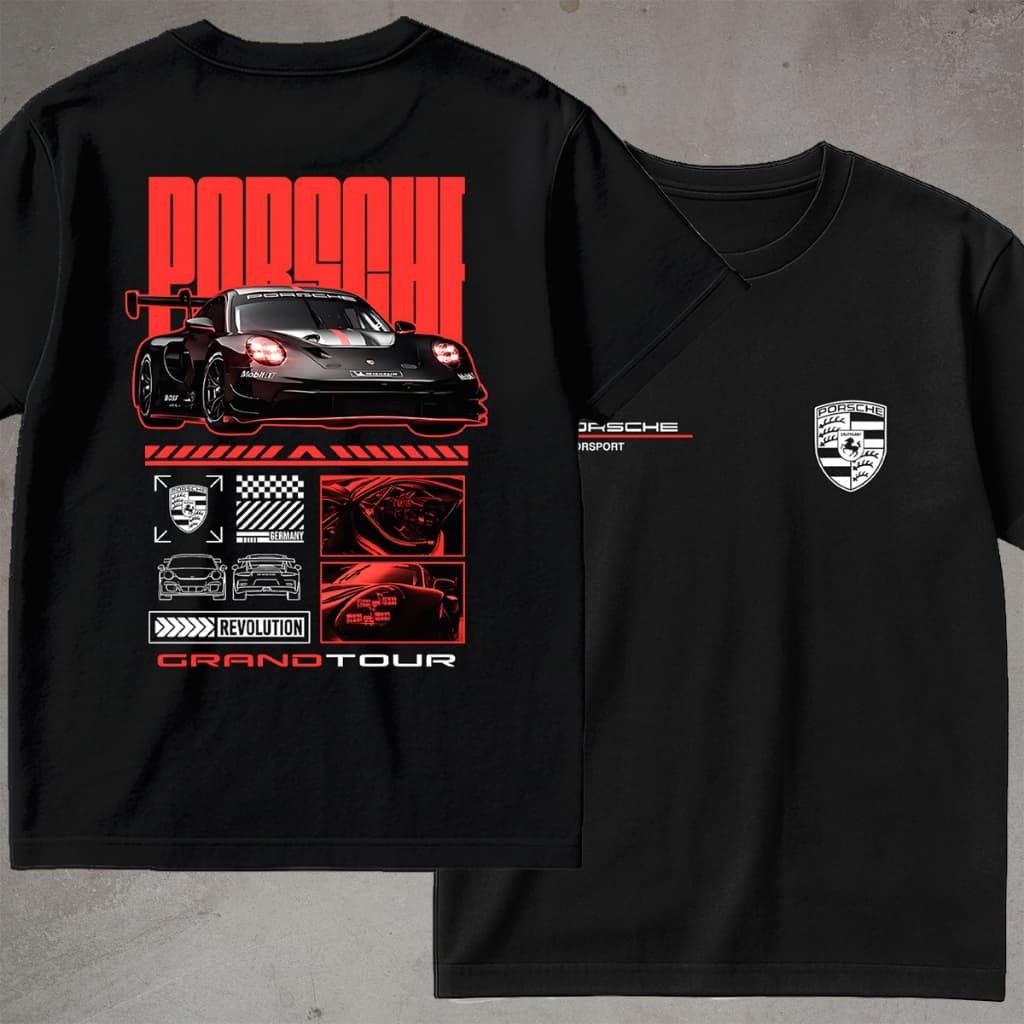 Camiseta Porsche Masculina Camisa Streetwear 100% Algodão Blusa Estilosa Homem Carro Car Fã