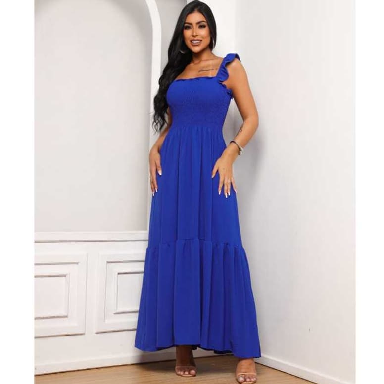 Vestido Longo Alça Formal Confortavel Elegante Casual Feminino Verão Barato Festa Midi