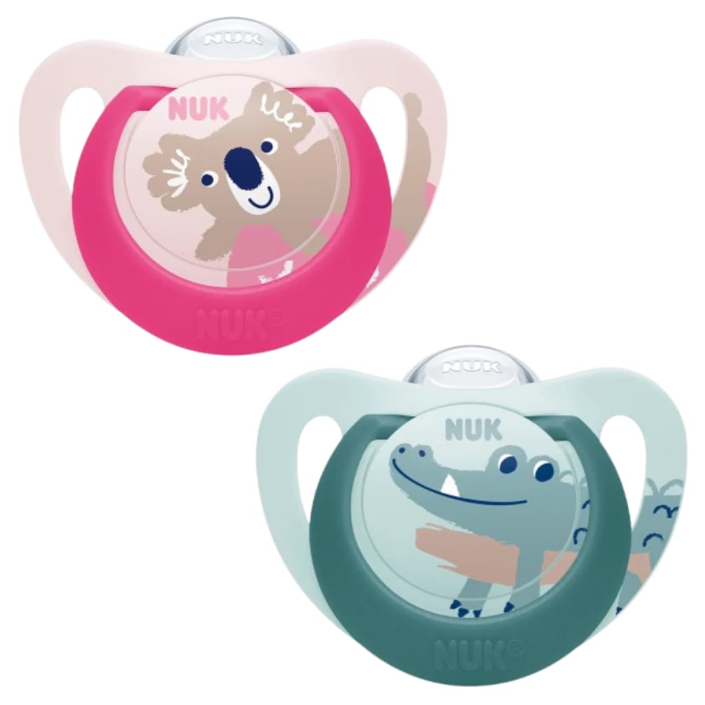 Chupeta Nuk Star Infantil Ortodôntica Bico Silicone Estojo Esterilizável +6m Formato Ergonômico
