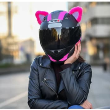 Orelhas de gato para capacete rosa