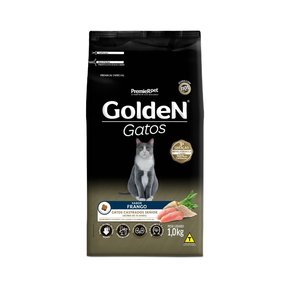 Golden Gatos Castrados Sênior Frango, Arroz e Beterraba Branca