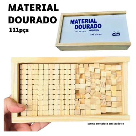 Material Dourado Montessori – 111 Peças em Madeira | Educativo Matemático