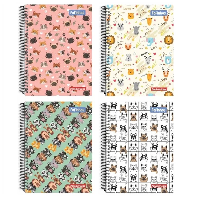 Caderno 1 Materia 96 Folhas Capa Dura Fofinhos Espiral