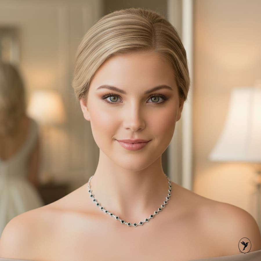 Colar Trevinho Preto em Prata 925 Trevo Virgínia Feminino