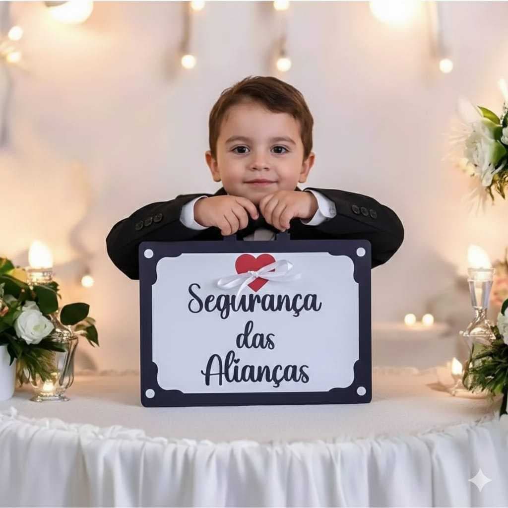 Placa Maleta Para Casamento Seguranca das Alianças Adesivado