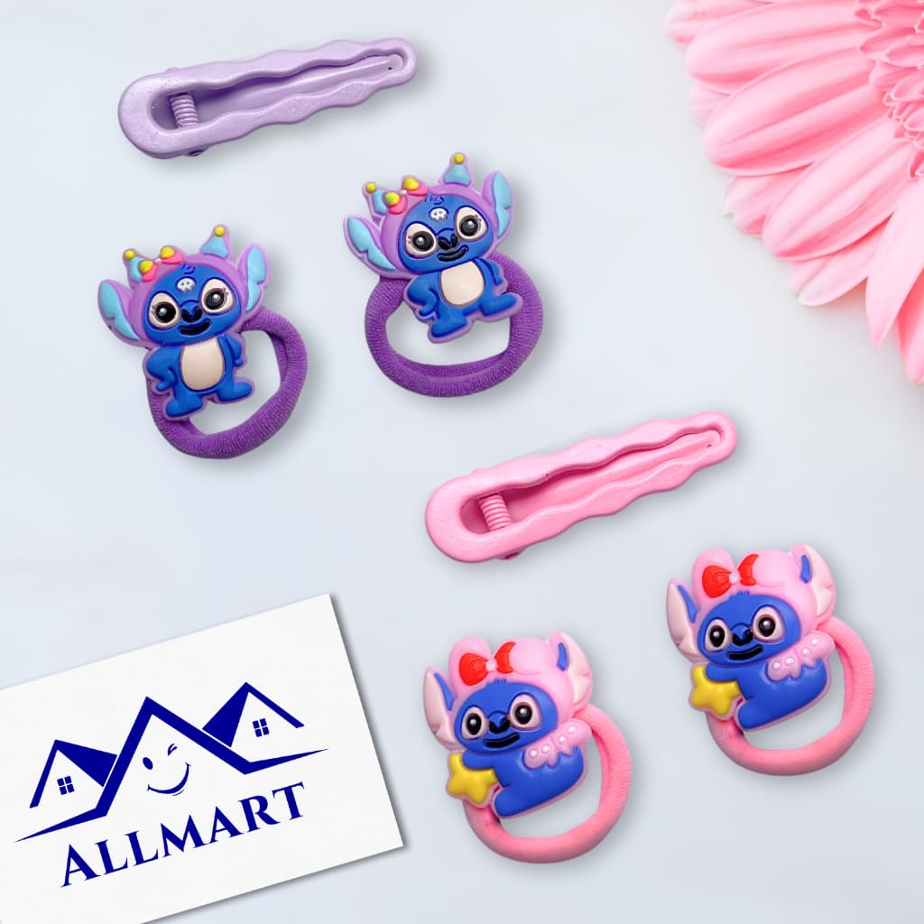 Elástico de Cabelo Infantil Stitch | Presilha xuxinha Kawaii | Par ou Kit 2 e 3 Pares