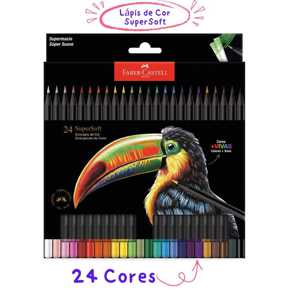 Lápis De Cor Ecolápis Supersoft 24 Cores Redondo Faber-Castell