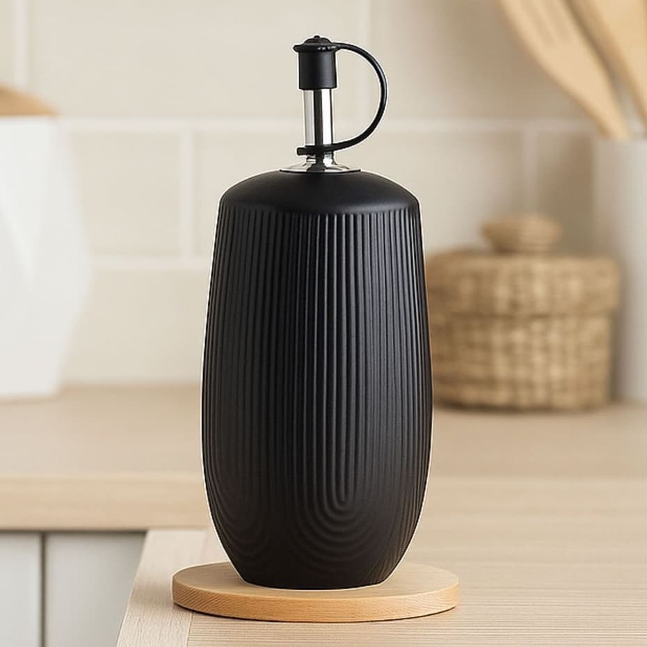 GALHETEIRO AZEITEIRO DE CERAMICA OASIS PRETO 250ML