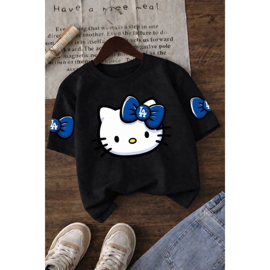 Blusinha Feminina Estampa Fofa Hello Algodão Várias Cores Promoção Manga Curta Verão Kitty