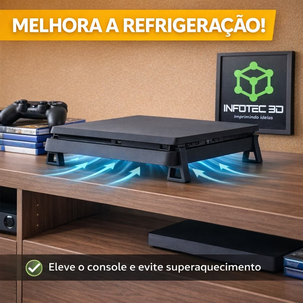 Kit 4 Suporte Pezinho Console Playstation Ps4 Slim - Posição Horizontal