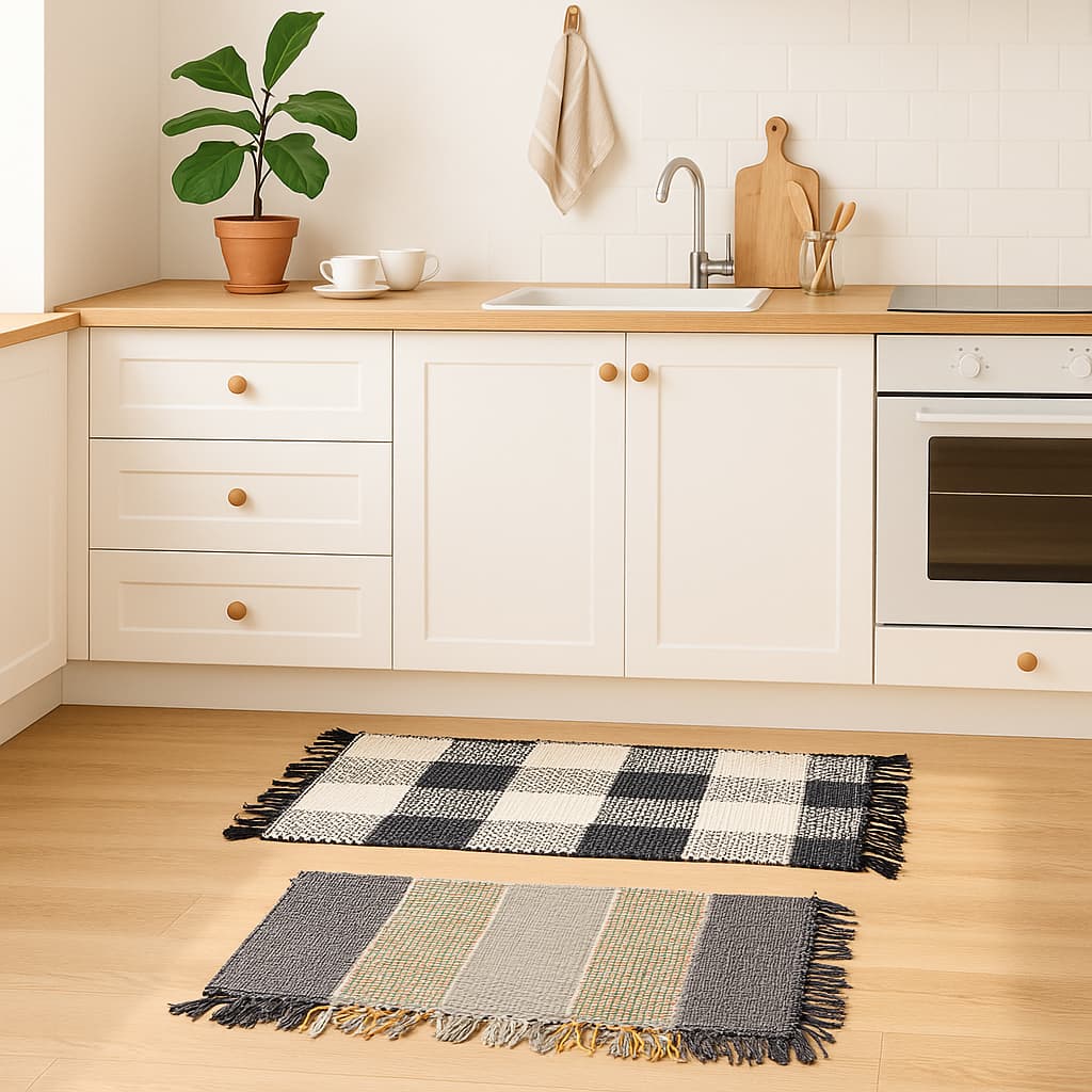 Kit Tapete Reforçado Grande Malha Tear Artesanal Passadeira 80x50 cm Para Sala Quarto Banheiro Cozinha