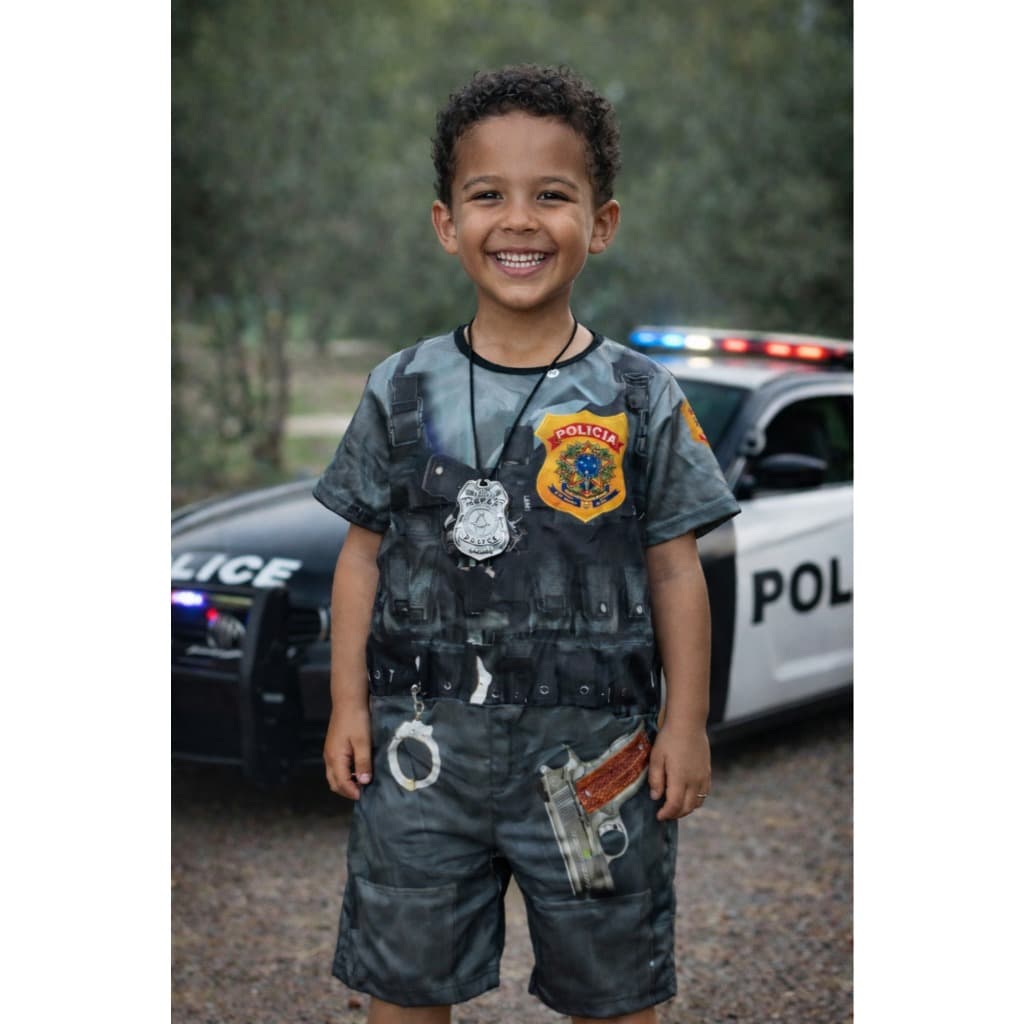 Fantasia de Policial Infantil – Look Realista para Festa e Carnaval Acompanha Distintivo ENVIO JÁ