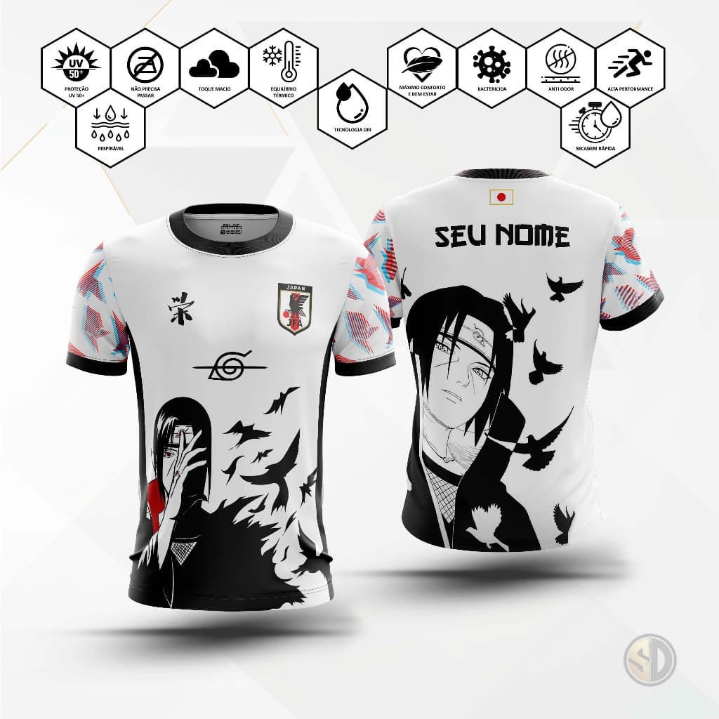 Camiseta Camisa Premium Anime Naruto JAPÃO "ITACHI" Masculina / Feminina / Infantojuvenil Personalizável