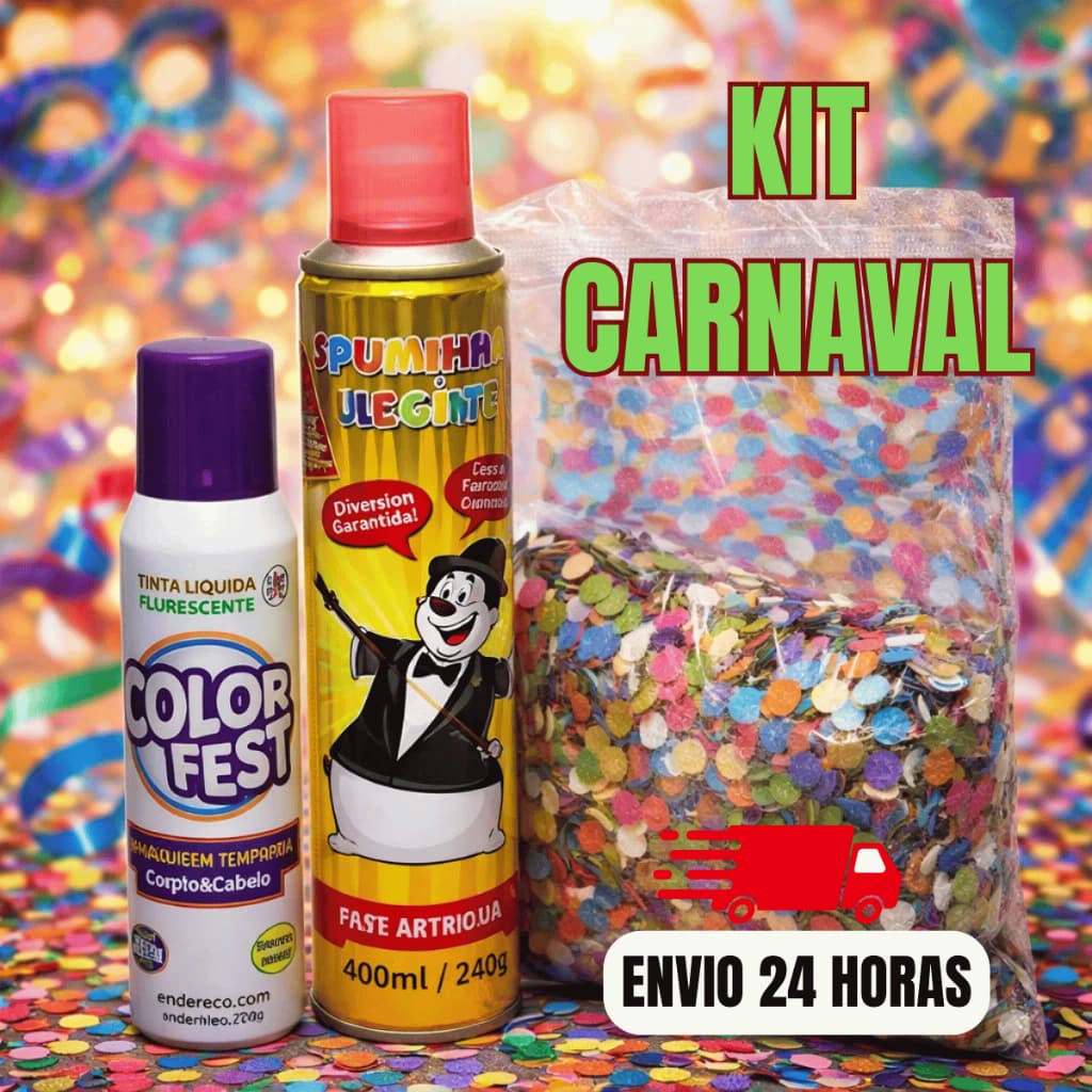 Kit Carnaval Confetes Espuminha Tinta Spray Festa Infantil