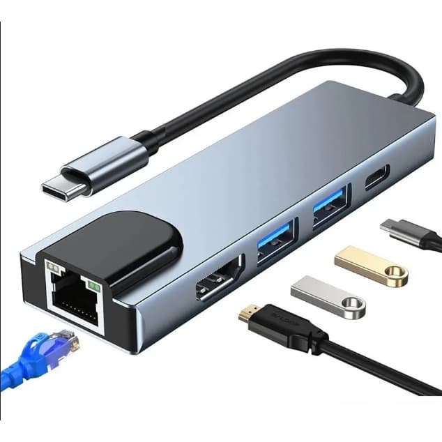 HUB Adaptador Tipo C HDTV 5 em 1 Lan Usb 3.0 ONEX HUB-7567