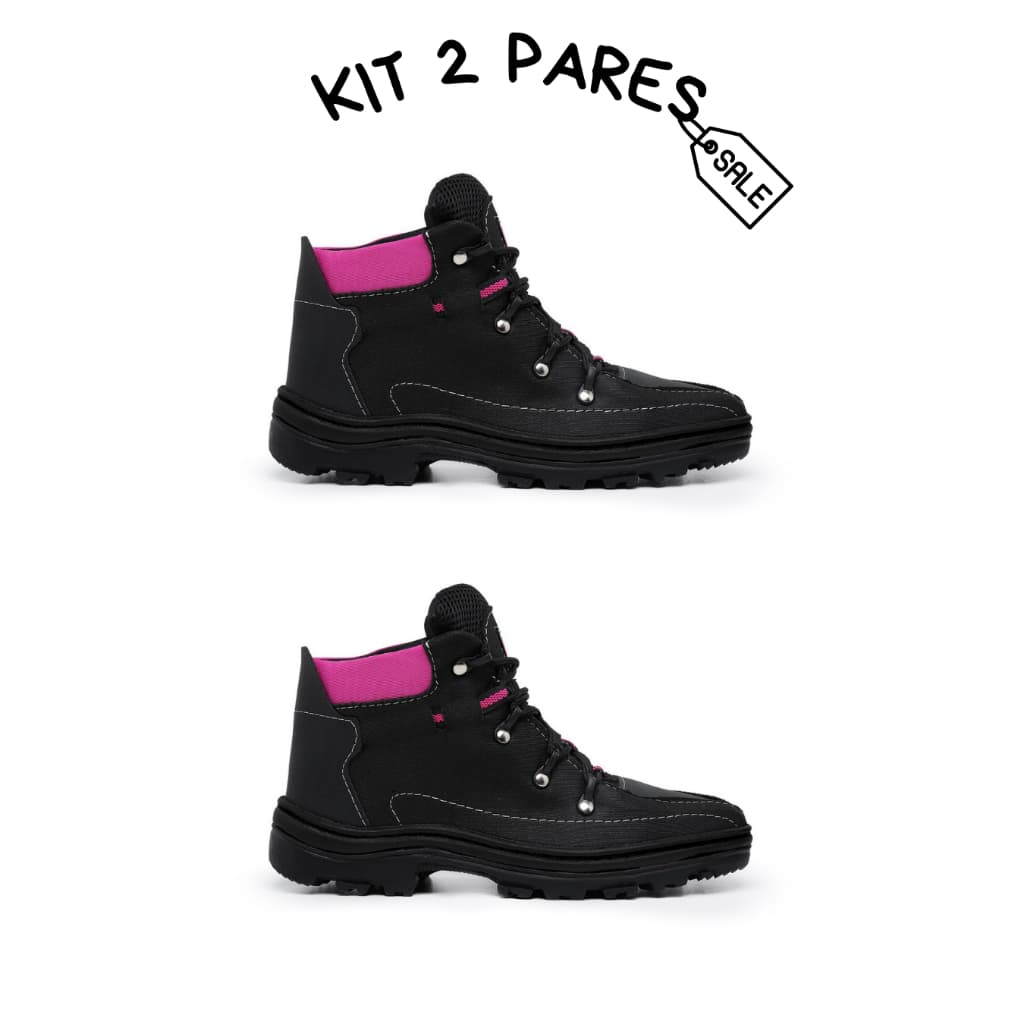 2 PARES Coturno Feminino para Trabalho Confortável uso Casual Couro Sintético