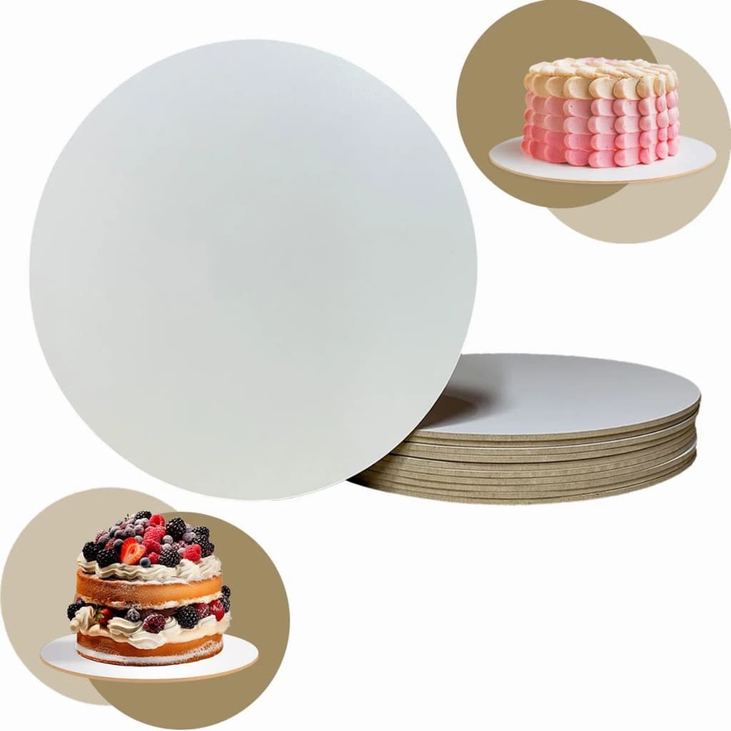 Kit 10 Cake Board 30cm em MDF 3mm Redondo de Bolo Tabuleiro Confeitaria + Chaveiros Confeitaria