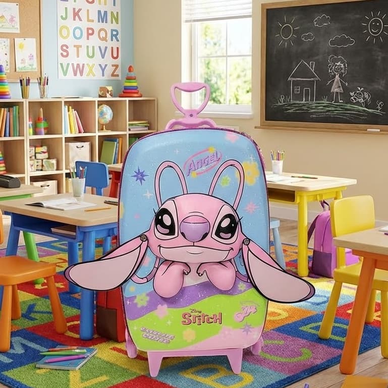 Mala Infantil Rodinhas Giro Fácil Design 3D Resistente Azul Viagem Criança