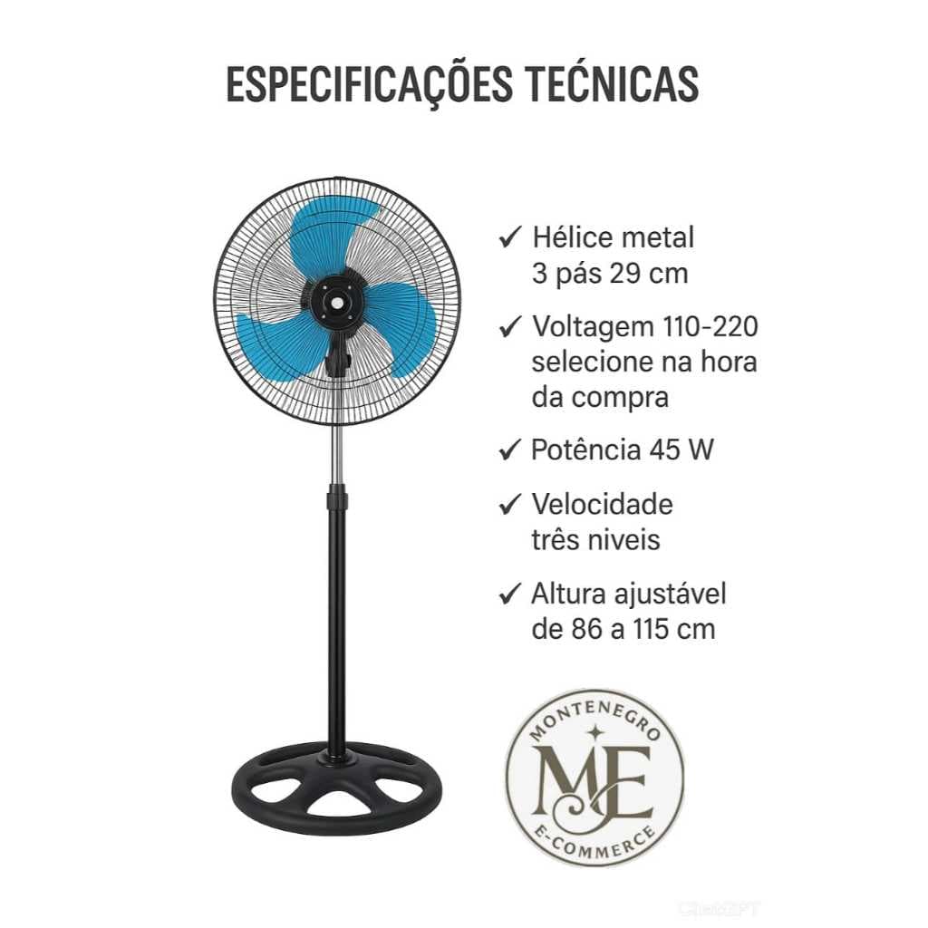 VENTILADOR DE CHAO COLUNA FORTE SILENCIOSO COLUNA PEDESTAL 3 VELOCIDADES GRADE METAL OSCILANTE