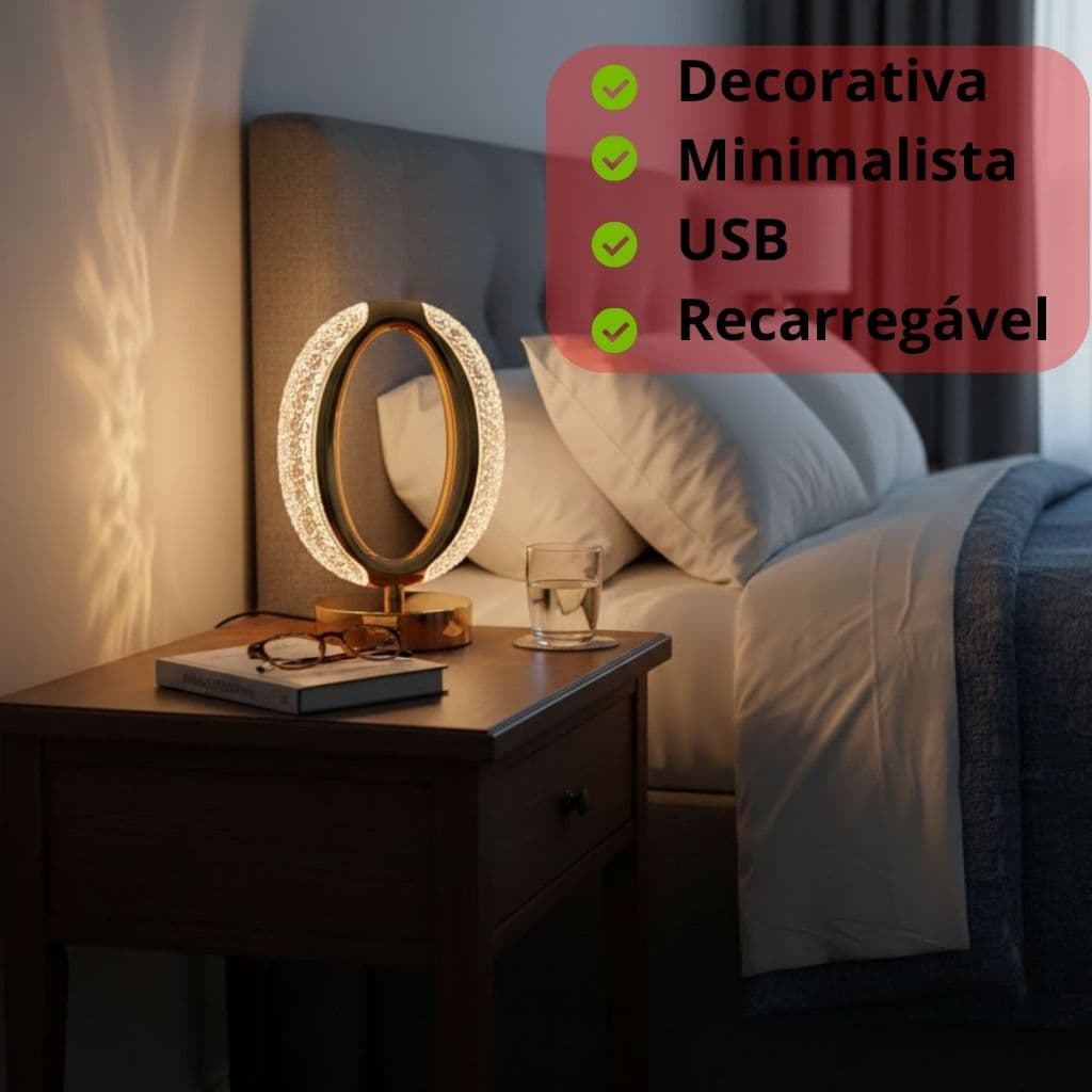 Luminaria Led Oval Mesa USB - Luz Ajustável Design Moderno Iluminação Minimalista