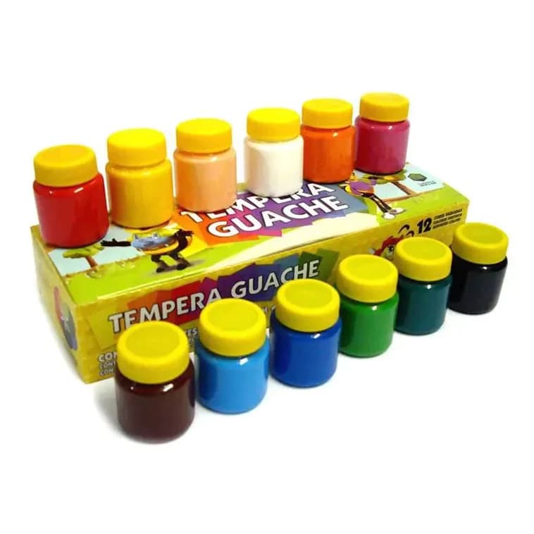Tinta Guache Acrilex - Tempera Guache 12 cores - Tinta Infantil