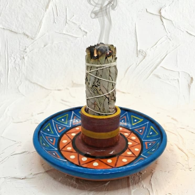 Incenso Bastão Sálvia Incensário Ceramica Ervas Naturais