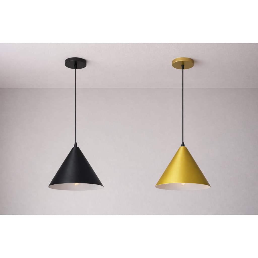 Luminária Pendente Cone E27 Bivolt Preta ou Dourada | Moderna Decorativa para Sala, Cozinha e Bancada