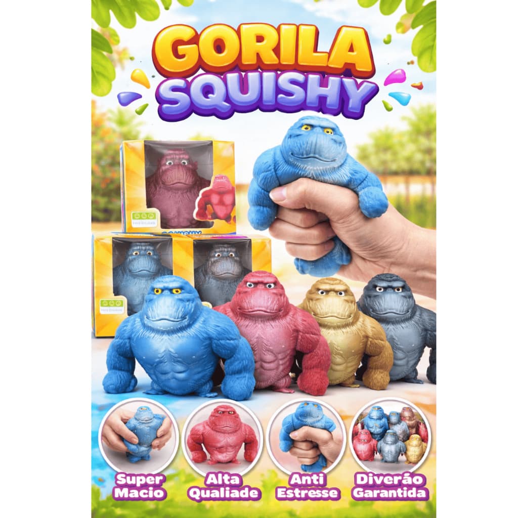 Taba Squishy Macaco Gorila King Kong Macio e Resistente – Alivia Estresse e Ansiedade