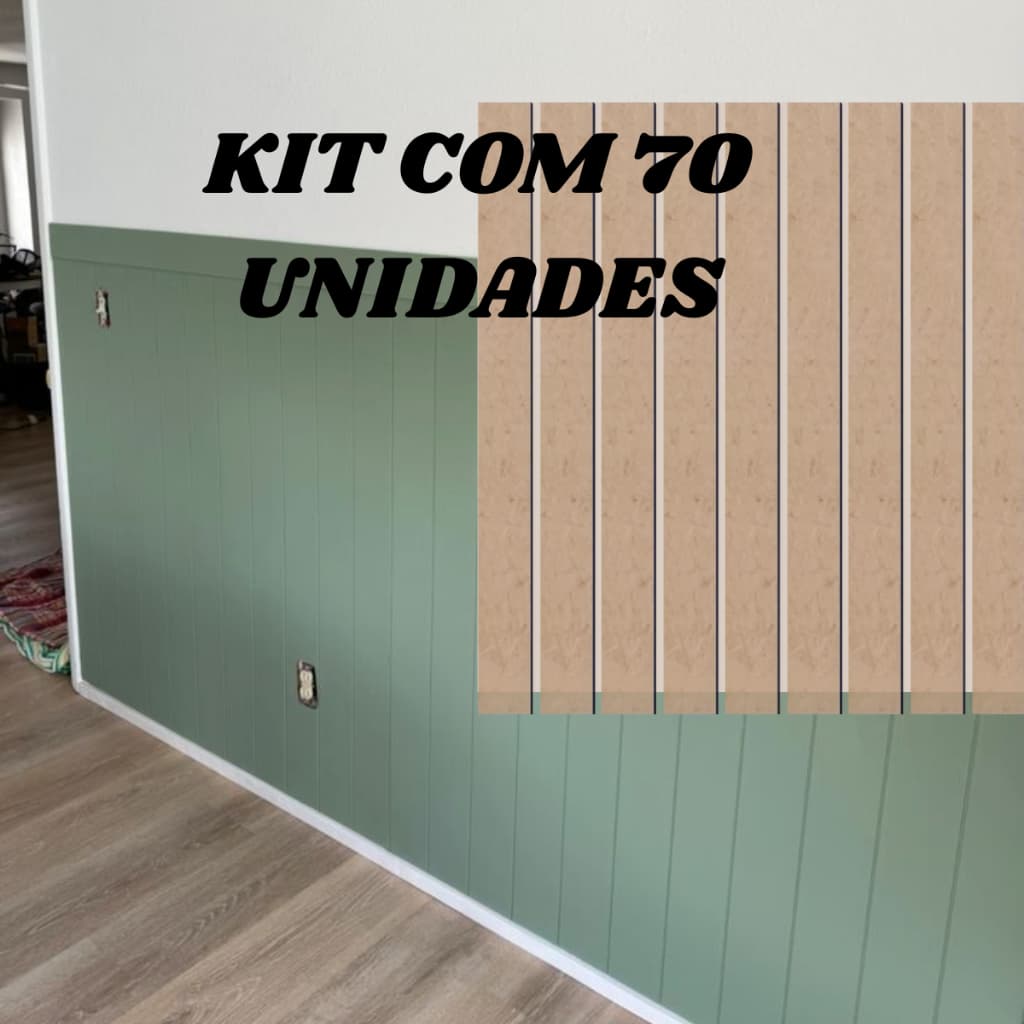 KIT 70 UN Ripas Cruas 90x9 MDF Madeira Ripado Shiplap Painel