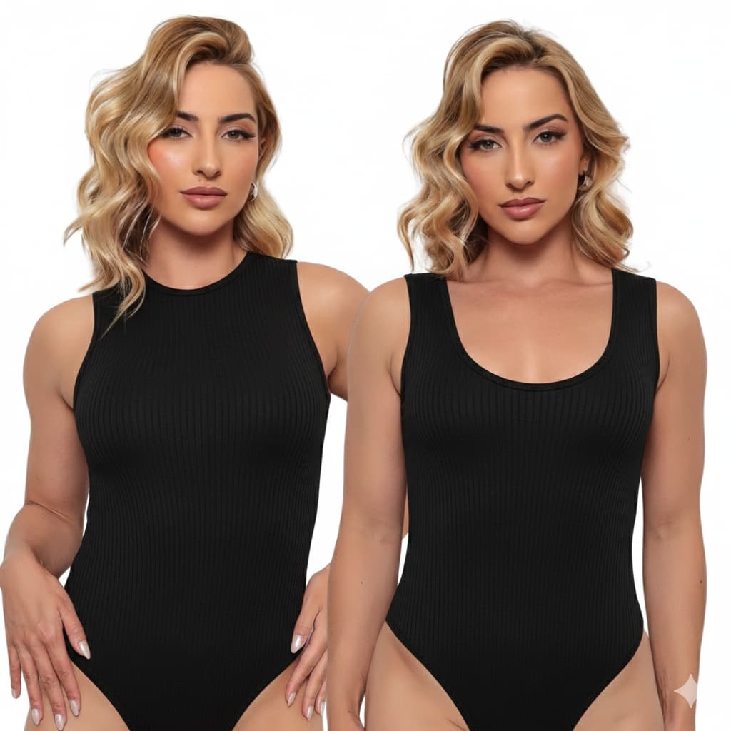 Body Feminino Canelado Básico Verão