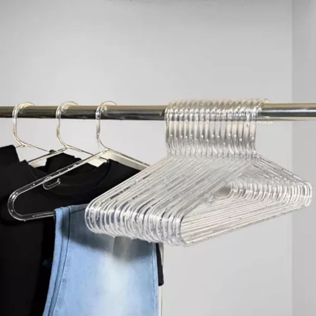Kit 50 Cabides Transparente Acrílico Adulto Grosso Forte Transparente