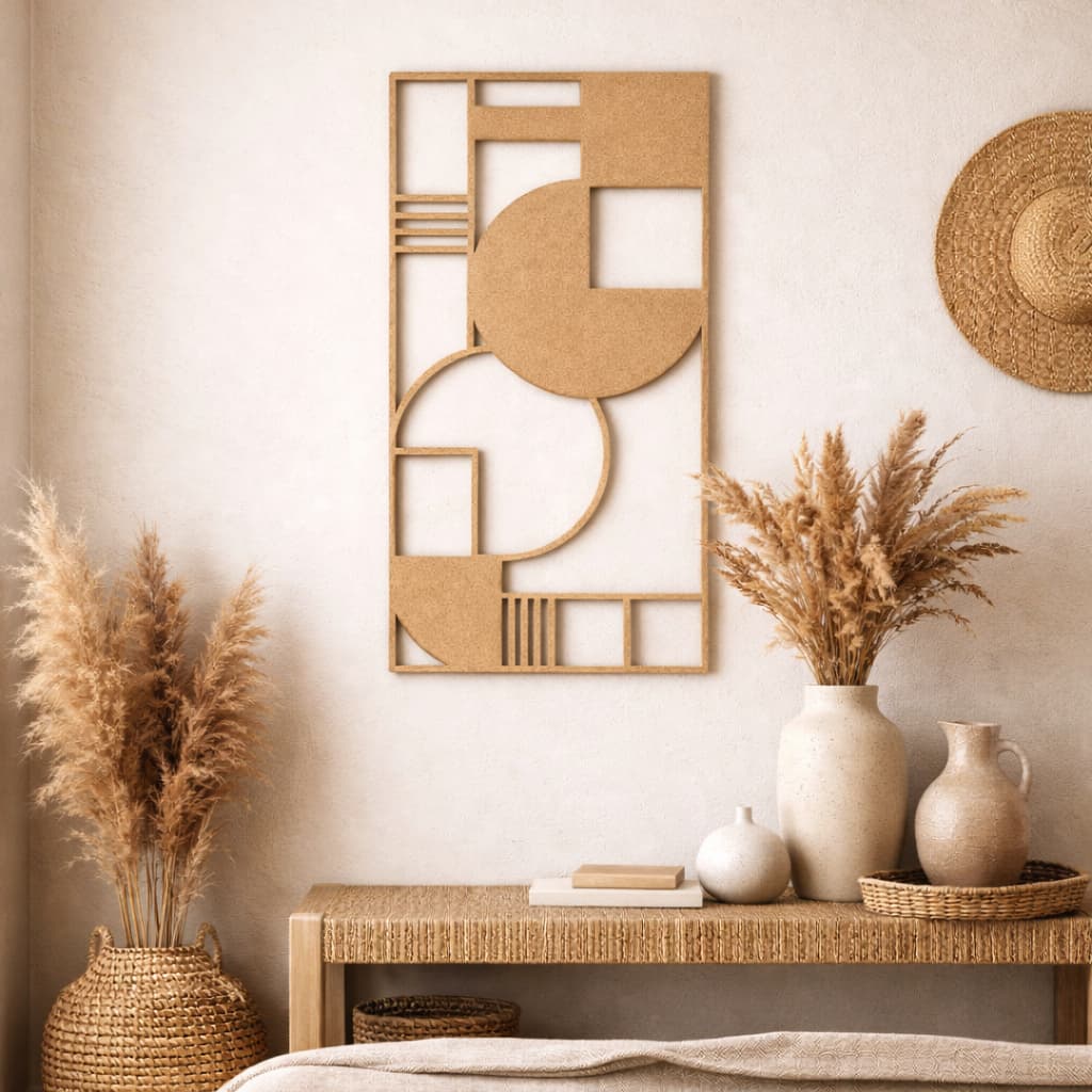Painel Decorativo Vazado em MDF – Preto e Cru – Parede Moderna