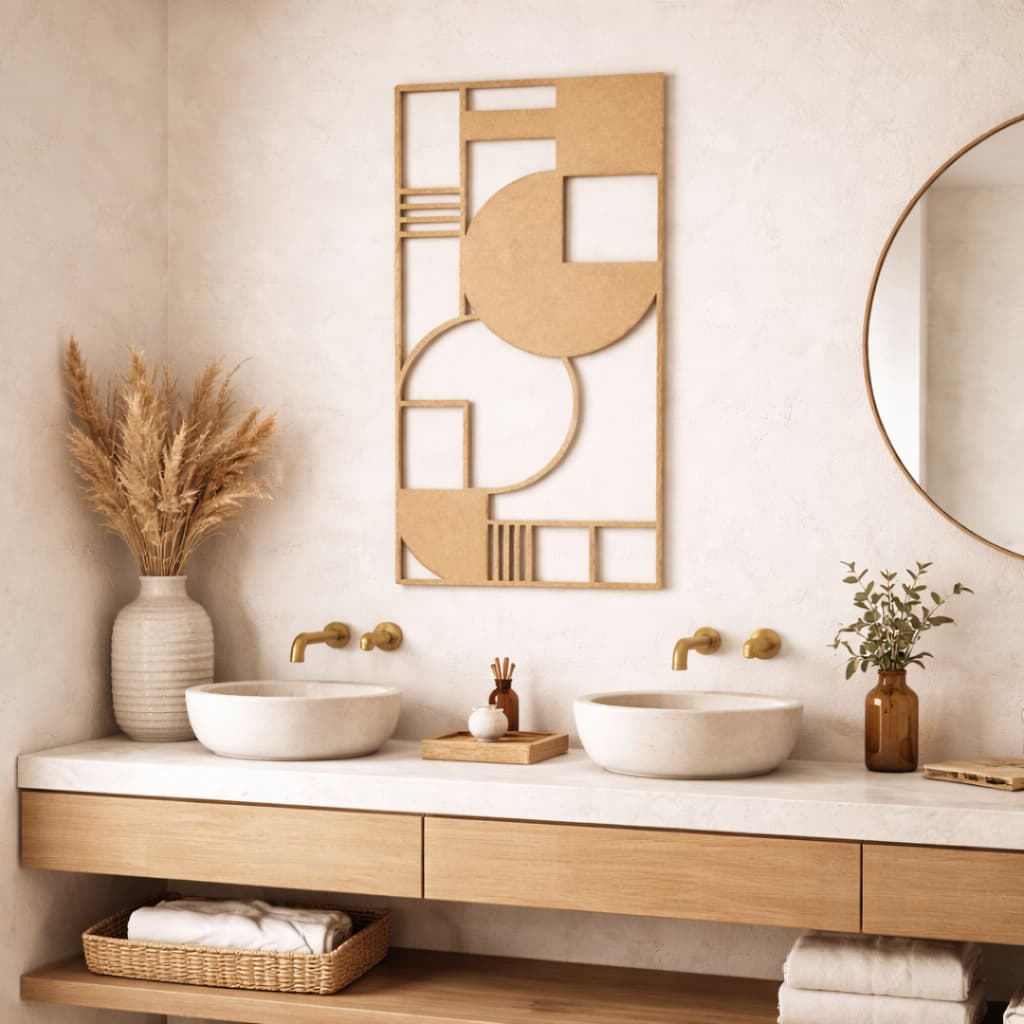 Painel Geométrico em MDF – Disponível em Preto ou Cru – Decoração Atual