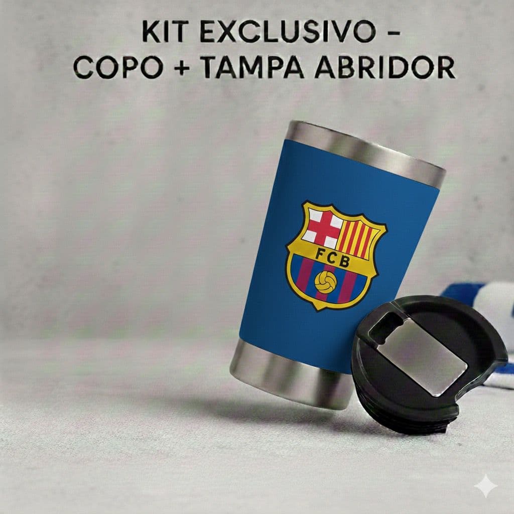 Copo Térmico Aço Inoxidável Time de Futebol com Tampa E Abridor 473ml T3