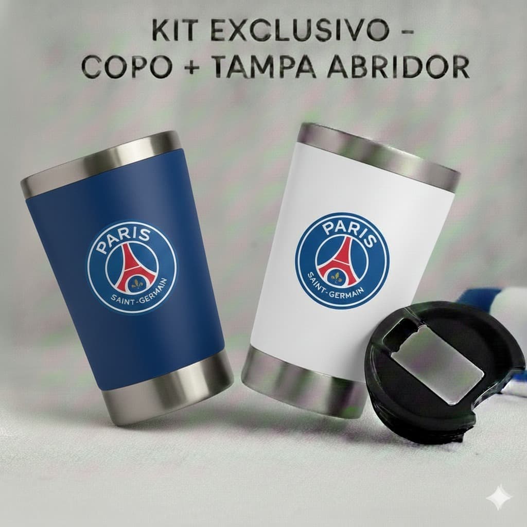 Copo Térmico Aço Inoxidável Time de Futebol com Tampa E Abridor 473ml T2