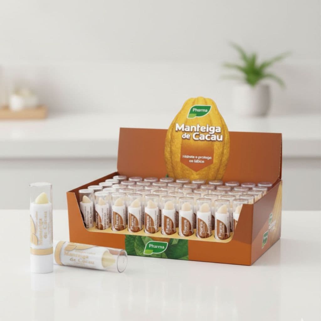 Caixa Com 50 Und Protetor Labial Manteiga de Cacau Hidratante Labial Previne Ressecamento