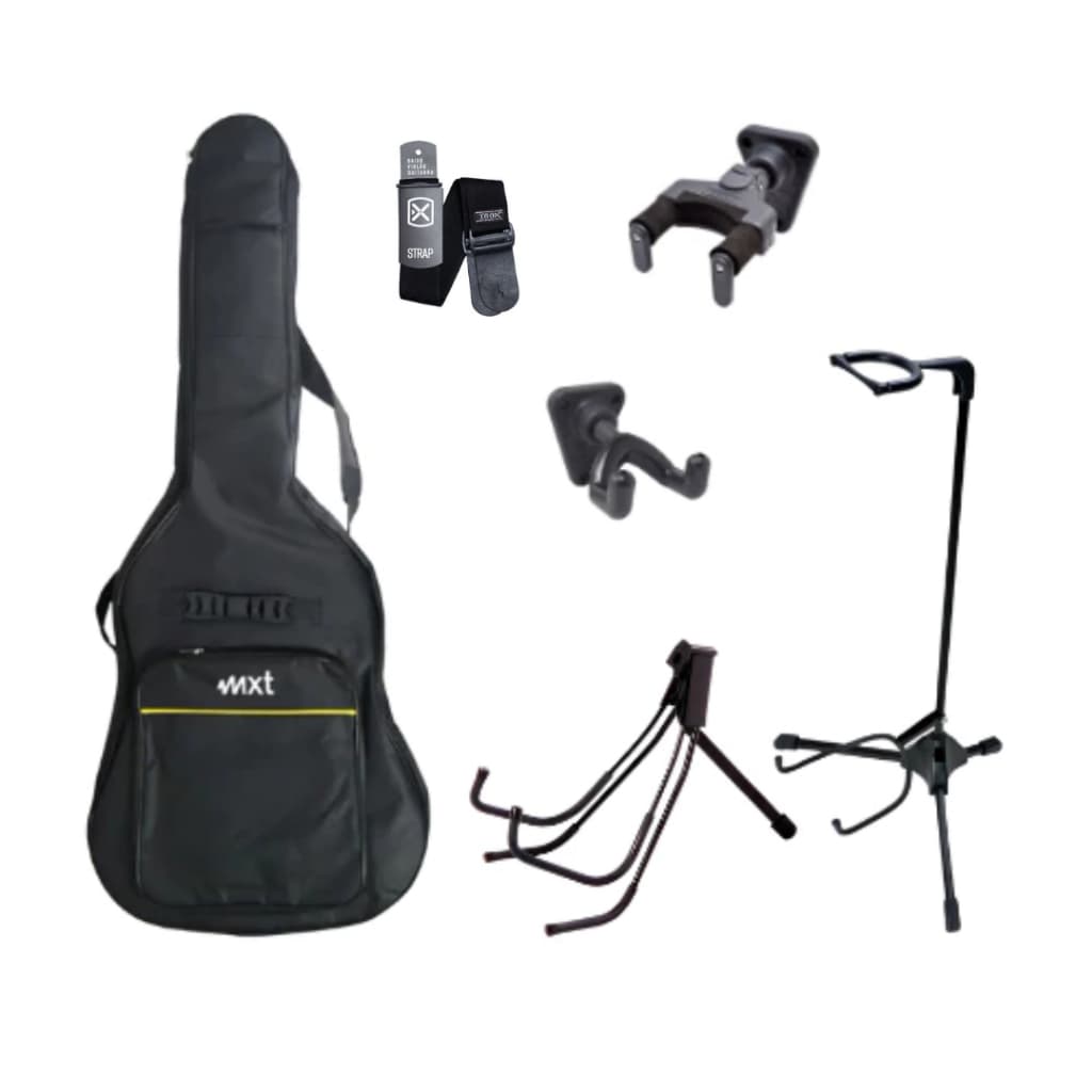 KIt Bag Para Violão + Suporte de Parede/Chão ou Correia Para Violão Ibox Mxt