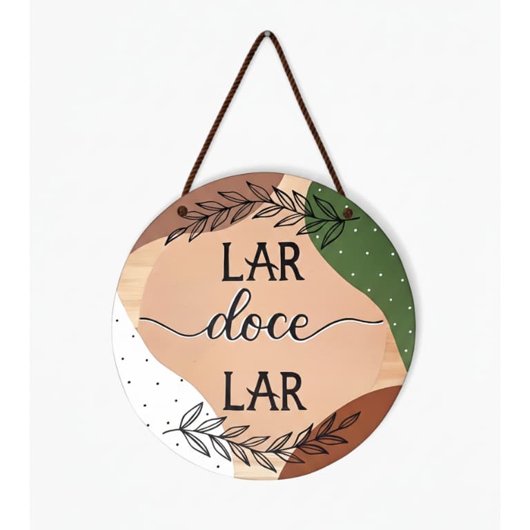 Porta Decorativo Casa e Decoração Quadros Personalizados Plaquinha MDF Redonda Lar doce Lar Quadro Decorativo