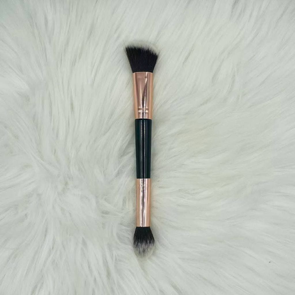Pincel De Maquiagem Cor Champanhe Contorno De Ponta Dupla Blush Macio E Não Absorve Pó