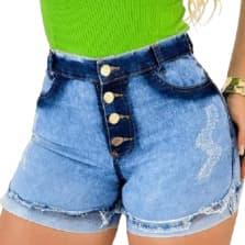 SHORT JEANS FEMININO COM LYCRA BERMUDA JEANS FEMININA EMPINA BUMBUM