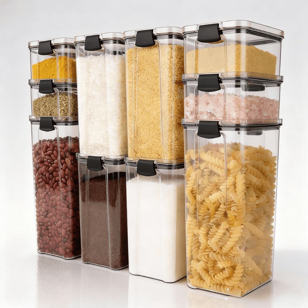 Porta Mantimentos Potes Herméticos 10 Un Organizador Alimentos Armário Despensa Cozinha Transparente