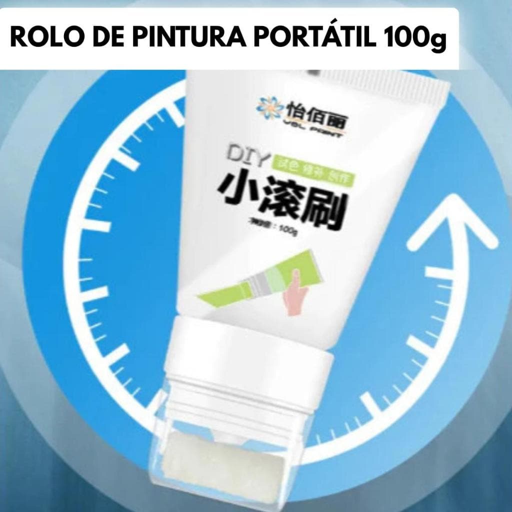 Rolo de Pintura Portátil Bisnaga Tinta Látex Branca 100 gramas sem sujeira, Ideal para pequenos reparos, Vem com lixa!