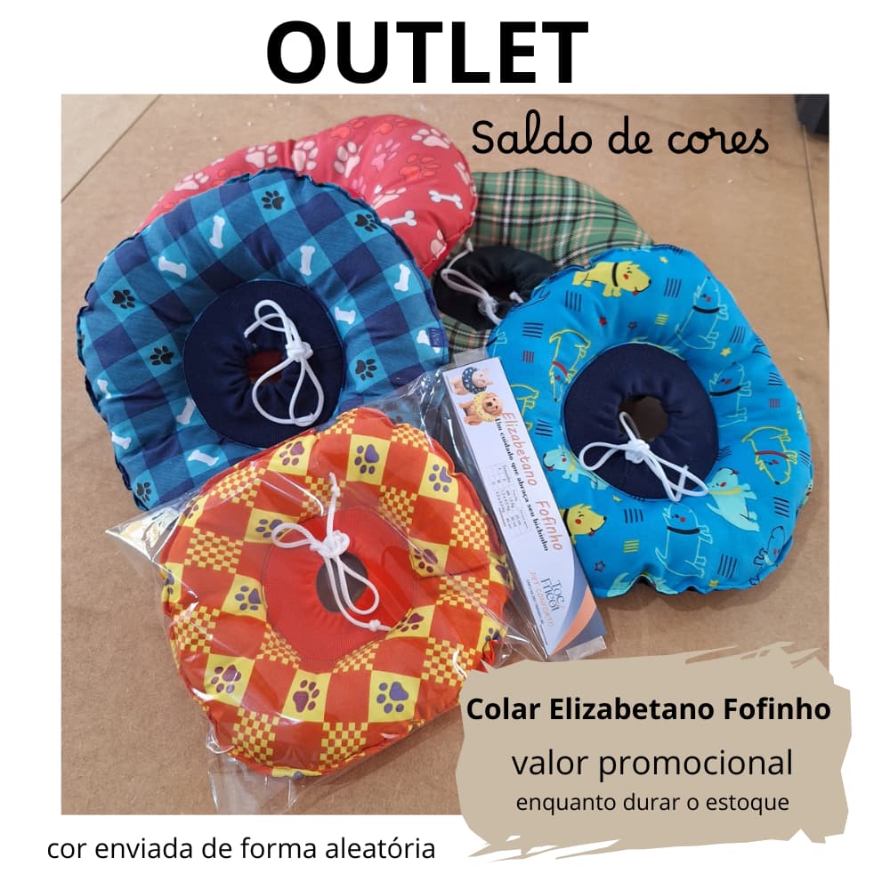 Colar Elizabetano em tecido, pós cirúrgico. OUTLET Cor Aleatória  - ENVIO RÁPIDO -