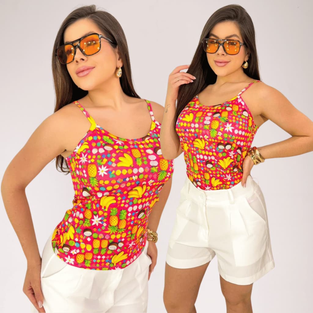 Regata Feminina Alcinha Suplex Estampada Blusinha Casual Verão Confortável
