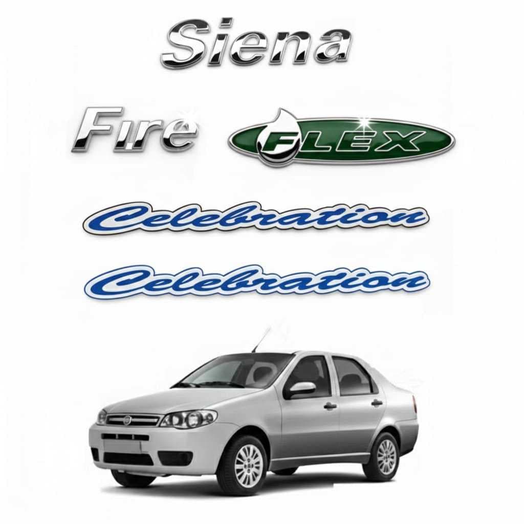 Kit Emblemas Siena Fire Flex Celebration Fiat