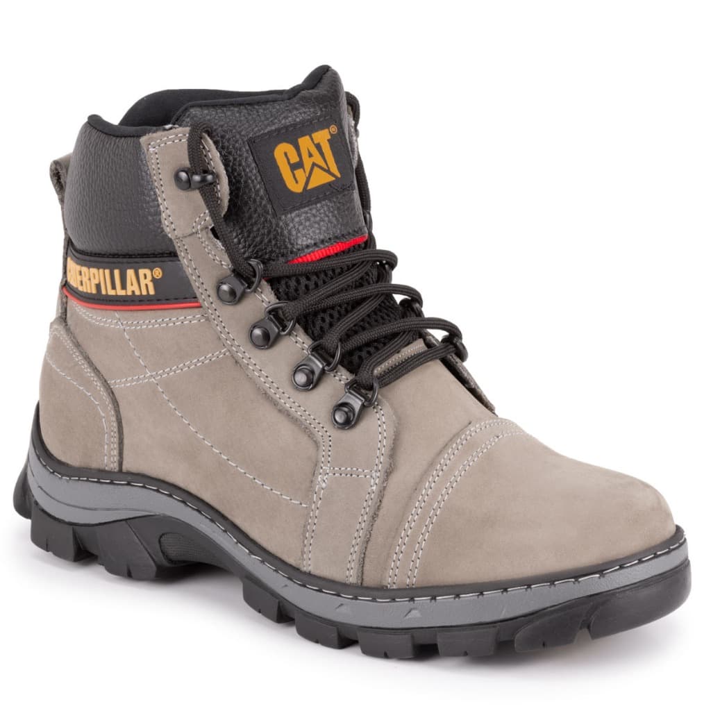 Bota Masculina Caterpillar Couro Cinza Palmilha gel Confortável Original.