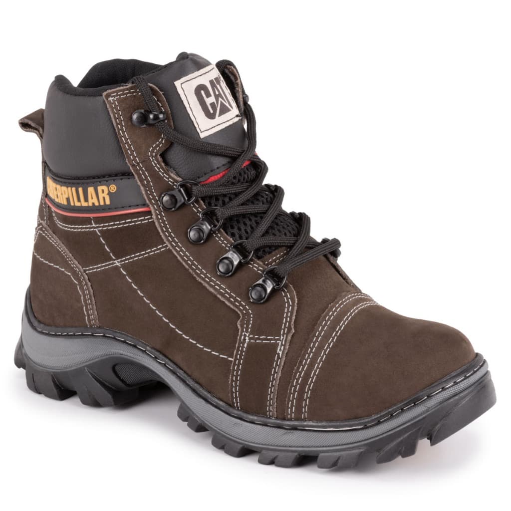 Bota Masculina Caterpillar Couro Marrom Palmilha gel Confortável Original.