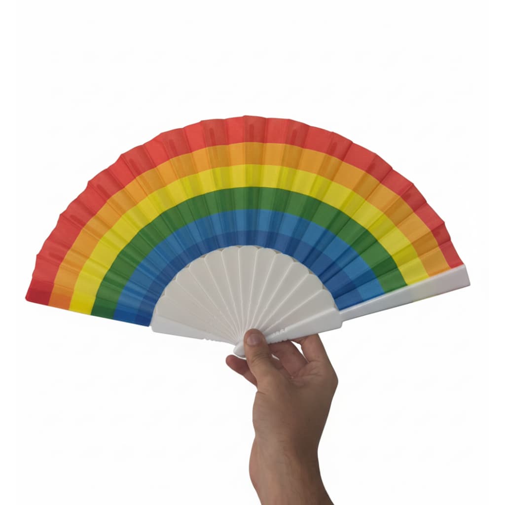 Kit 03 Leque Médio Arco Íris Colorido LGBTQ+ Para Festa Dança Decoração Carnaval