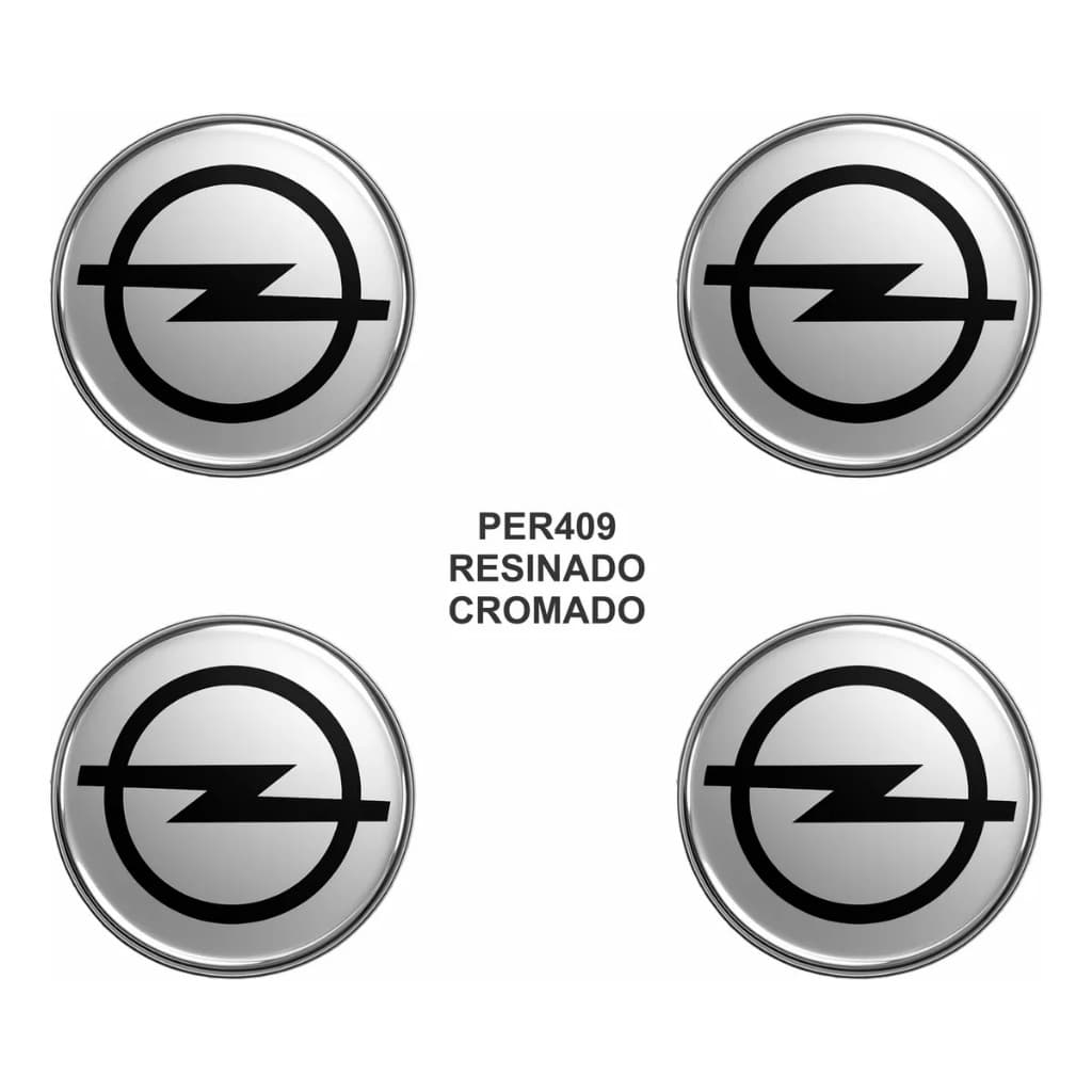 Adesivo Emblema Roda Opel 4 Unidades Resinado 48mm Cromado
