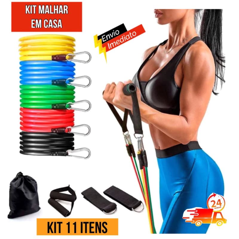 Kit 11 Elastico Extensor Treino Academia Exercícios Em Casa